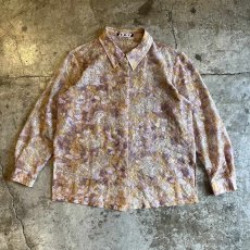 画像1: ALL OVER MIX COLOR FLORAL PATTERN TULLE SHEER DESIGN L/S SHIRT / Ladies M (1)