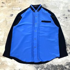 画像1: FRONT PLEATED COLOR SWITCHED L/S SHIRT / Mens L (1)