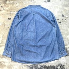 画像2: 90's FRONT POCKET BAND COLLAR DENIM L/S SHIRT / Mens L (2)