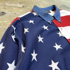 画像3: STARS & STRIPES PATTERN DENIM L/S SHIRT / Mens XL (3)