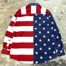 画像2: STARS & STRIPES PATTERN DENIM L/S SHIRT / Mens XL (2)