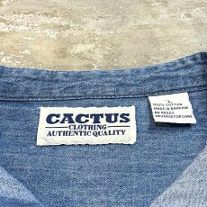 画像14: 90's FRONT POCKET BAND COLLAR DENIM L/S SHIRT / Mens L (14)