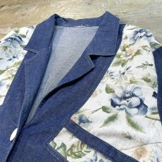 画像4: FLORAL PATTERN SWITCHED DENIM JACKET / Mens L (4)