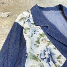 画像3: FLORAL PATTERN SWITCHED DENIM JACKET / Mens L (3)