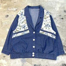 画像1: FLORAL PATTERN SWITCHED DENIM JACKET / Mens L (1)