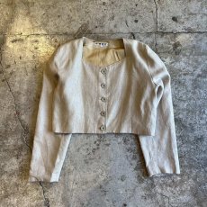 画像1: BEIGE COLOR SQUARE NECK SHORT DESIGN L/S JACKET / Ladies M(38) (1)