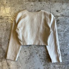 画像2: BEIGE COLOR SQUARE NECK SHORT DESIGN L/S JACKET / Ladies M(38) (2)