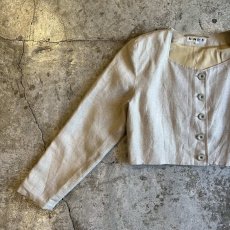 画像8: BEIGE COLOR SQUARE NECK SHORT DESIGN L/S JACKET / Ladies M(38) (8)