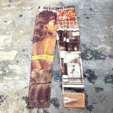 画像1: "PLAYBOY" ALL OVER GRAPHIC PATTERN DENIM PANTS / W33 (1)