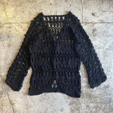 画像2: BACK COLOR CROCHET DESIGN L/S CARDIGAN / Ladies M (2)