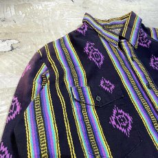 画像3: "WRANGLER" MULTI STRIPE PATTERN WESTERN L/S SHIRT / Mens L (3)