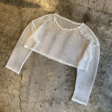 画像4: WHITE COLOR MESH DESIGN SHORT L/S TOPS / Ladies M~L (4)