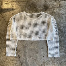 画像2: WHITE COLOR MESH DESIGN SHORT L/S TOPS / Ladies M~L (2)