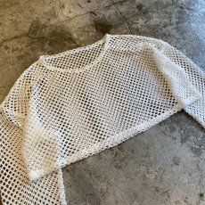 画像3: WHITE COLOR MESH DESIGN SHORT L/S TOPS / Ladies M~L (3)