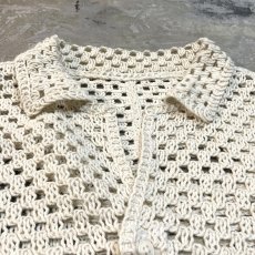 画像10: IVORY CROCHET OPEN COLLAR S/S SHIRT / Mens L (10)