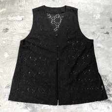 画像1: ALL OVER ART PATTERN LACE UP VEST / Mens L (1)