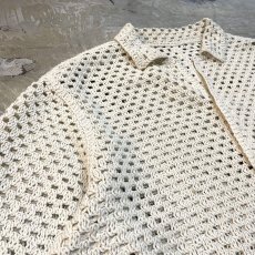 画像3: IVORY CROCHET OPEN COLLAR S/S SHIRT / Mens L (3)