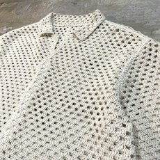 画像4: IVORY CROCHET OPEN COLLAR S/S SHIRT / Mens L (4)