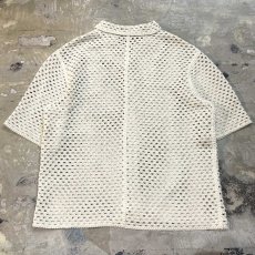 画像2: IVORY CROCHET OPEN COLLAR S/S SHIRT / Mens L (2)