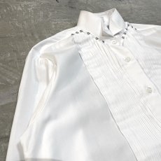 画像3: STUDS DECORATIVE FRONT PLEATED L/S DRESS SHIRT / Mens S (3)