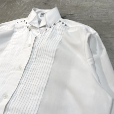 画像4: STUDS DECORATIVE FRONT PLEATED L/S DRESS SHIRT / Mens S (4)