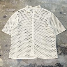 画像1: IVORY CROCHET OPEN COLLAR S/S SHIRT / Mens L (1)