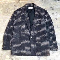 画像1: ALL OVER PATTERN HANDWOVEN TAILORED JACKET / Mens L / MADE IN USA (1)