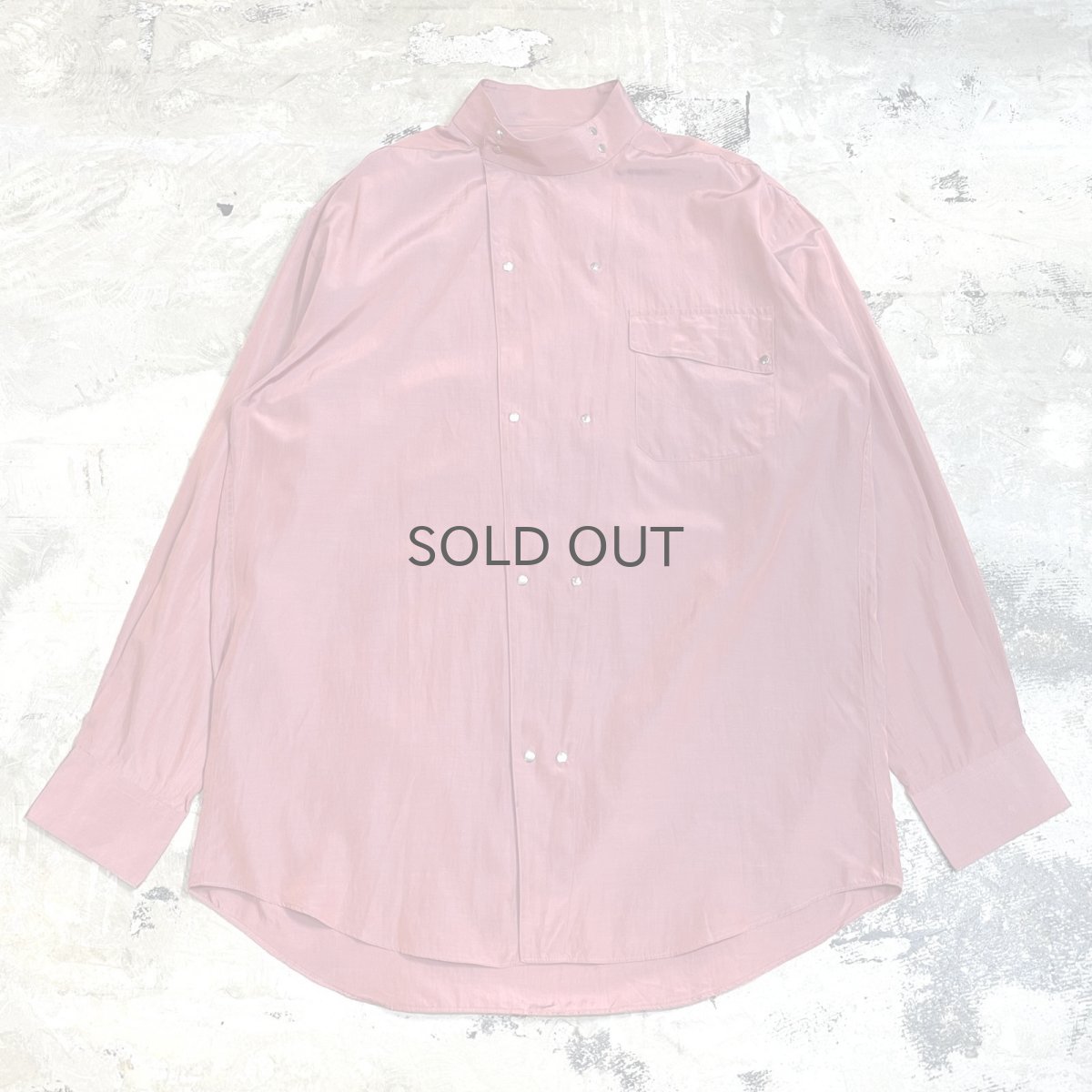 画像1: SNAP BUTTON PINK STAND COLLAR L/S SHIRT / Mens L (1)