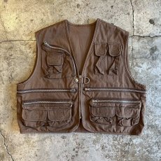 画像1: BROWN COLOR 13 POCKET DESIGN FISHING VEST / Ladies L (1)