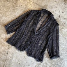 画像4: POINT SEQUINS DESIGN MESH BLACK COLOR JACKET / Ladies M (4)