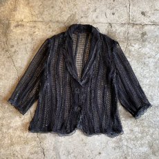 画像1: POINT SEQUINS DESIGN MESH BLACK COLOR JACKET / Ladies M (1)