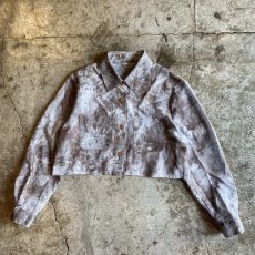 画像1: FLORAL PATTERN DESIGN SHEER SHORT L/S SHIRT / Ladies M (1)