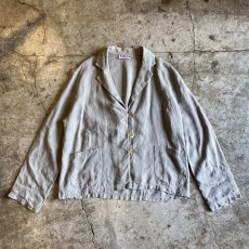 画像1: GRAY COLOR LINEN DESIGN JACKET / Ladies M (1)