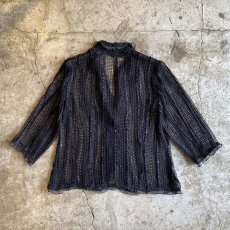 画像2: POINT SEQUINS DESIGN MESH BLACK COLOR JACKET / Ladies M (2)