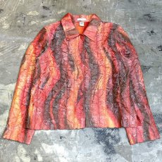 画像1: ALL OVER ARTISTIC WAVE PATTERN WASHER DESIGN SHIRT JACKET / Mens L(M) (1)