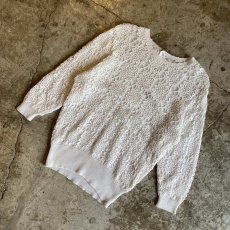 画像4: WHITE COLOR CROCHET DESIGN KNIT L/S TOPS / Ladies M (4)