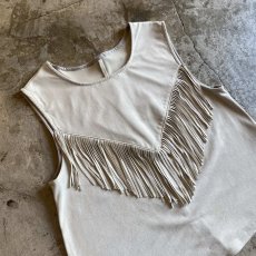 画像3: GRAY COLOR FRINGE DESIGN N/S TOPS / Ladies M (3)