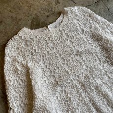 画像3: WHITE COLOR CROCHET DESIGN KNIT L/S TOPS / Ladies M (3)