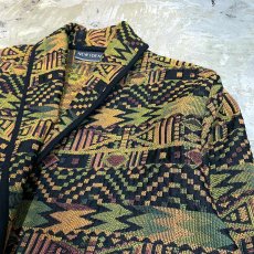 画像4: NATIVE BORDER PATTERN SHAWL COLLAR SHORT JACKET / Mens M (4)