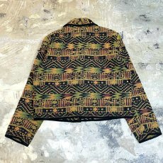 画像2: NATIVE BORDER PATTERN SHAWL COLLAR SHORT JACKET / Mens M (2)