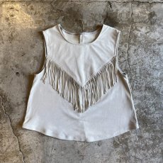 画像1: GRAY COLOR FRINGE DESIGN N/S TOPS / Ladies M (1)