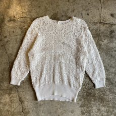 画像1: WHITE COLOR CROCHET DESIGN KNIT L/S TOPS / Ladies M (1)