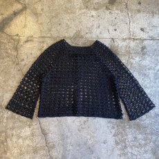 画像2: BLACK COLOR CROCHET MESH DESIGN CARDIGAN / Ladies M (2)