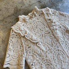 画像3: FRILL DESIGN CROCHET KNIT S/S TOPS / Ladies M (3)