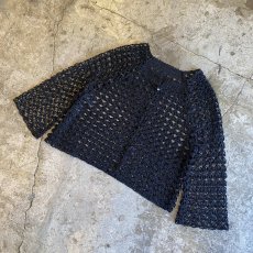 画像4: BLACK COLOR CROCHET MESH DESIGN CARDIGAN / Ladies M (4)