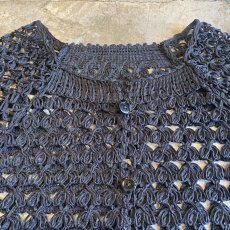 画像5: BLACK COLOR CROCHET MESH DESIGN CARDIGAN / Ladies M (5)