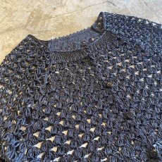 画像3: BLACK COLOR CROCHET MESH DESIGN CARDIGAN / Ladies M (3)