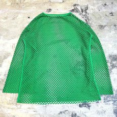 画像1: GREEN COLOR MESH FLARE SLEEVE L/S TOPS / Mens L (1)