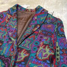 画像4: ALL OVER ARTISTIC PATTERN DOUBLE BREASTED TAILORED JACKET / Mens S (4)