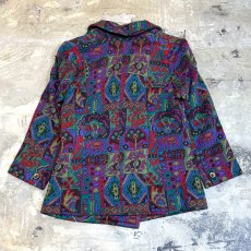 画像2: ALL OVER ARTISTIC PATTERN DOUBLE BREASTED TAILORED JACKET / Mens S (2)